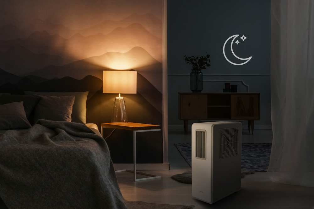 V nočním režimu pracuje mobilní klimatizace Sencor SAC ST0180C mimořádně tiše, šetří energii a vytváří ideální podmínky pro kvalitní spánek.