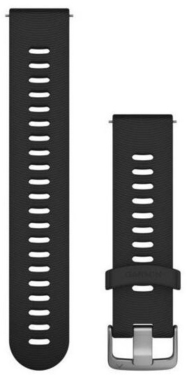 Řemínek Garmin Quick Release 20mm, silikonový černý, stříbrná přezka