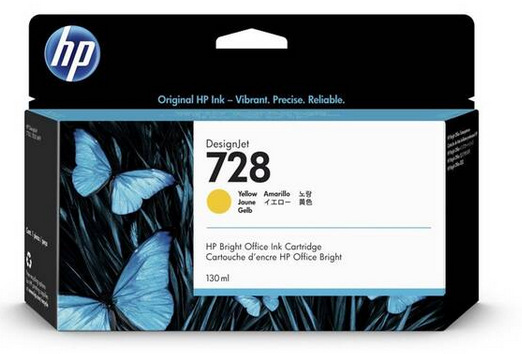 Inkoustová náplň HP 728, 130 ml žlutá HP 728, 130 ml (F9J65A) žlutá