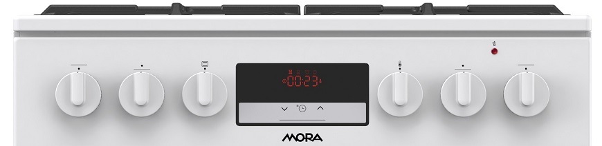 Kombinovaný sporák Mora K8668B1W6, bílá, ovládací panel