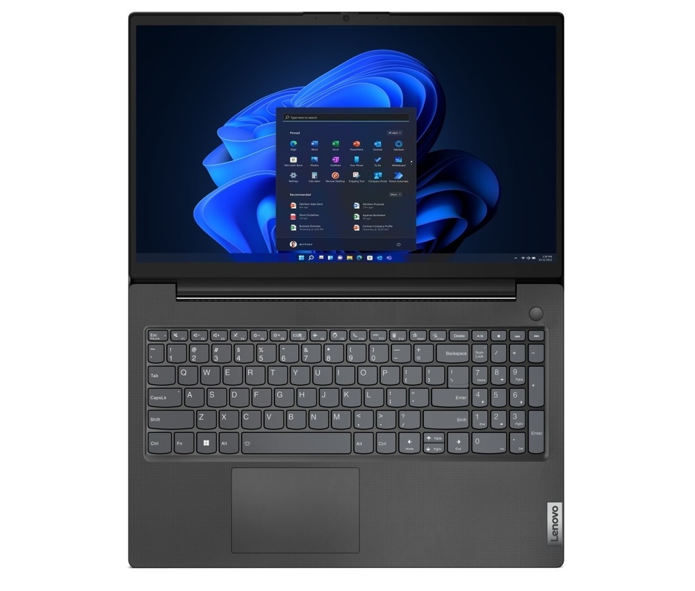 Notebook Lenovo V15 G5 IRL černý Notebook Lenovo V15 G5 IRL otevřený na 360°