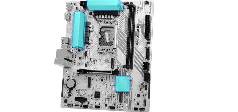 Základní deska ASRock B760M-X Gen5 černá Optimalizované chlazení odvádí nadbytečné teplo pryč od klíčových komponentů