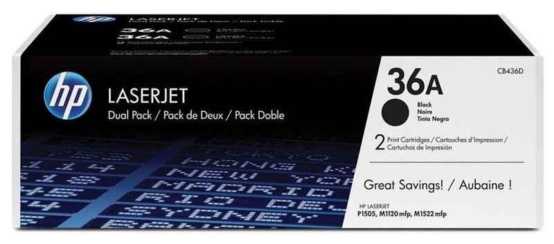 Toner HP 36A, 2x 2 000 stran, 2-pack černý
