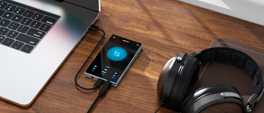 HiFi přenosný digitální přehrávač FiiO JM21 stříbrný/modrý
