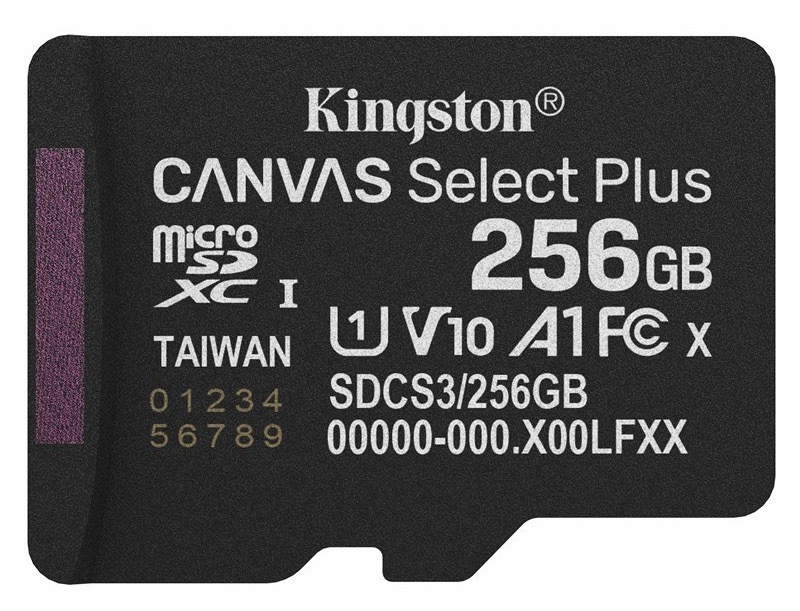 Paměťová karta Kingston Canvas Select Plus MicroSDXC 256GB UHS-I U1 (R150/W30) černá