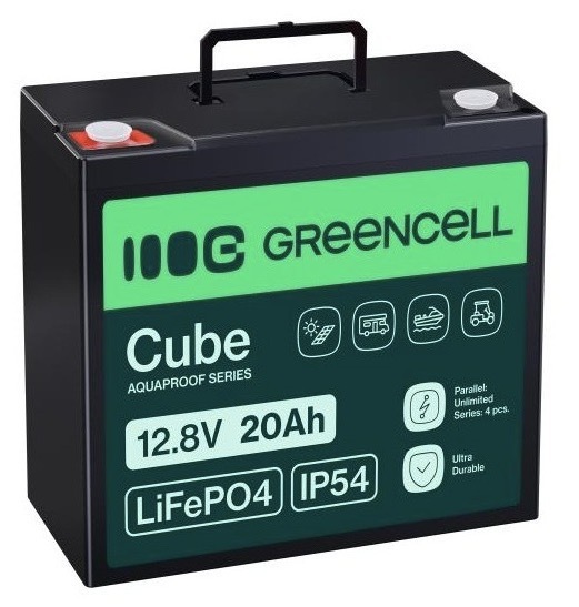 Olověný akumulátor Green Cell s kapacitou 20 Ah, konektory F2