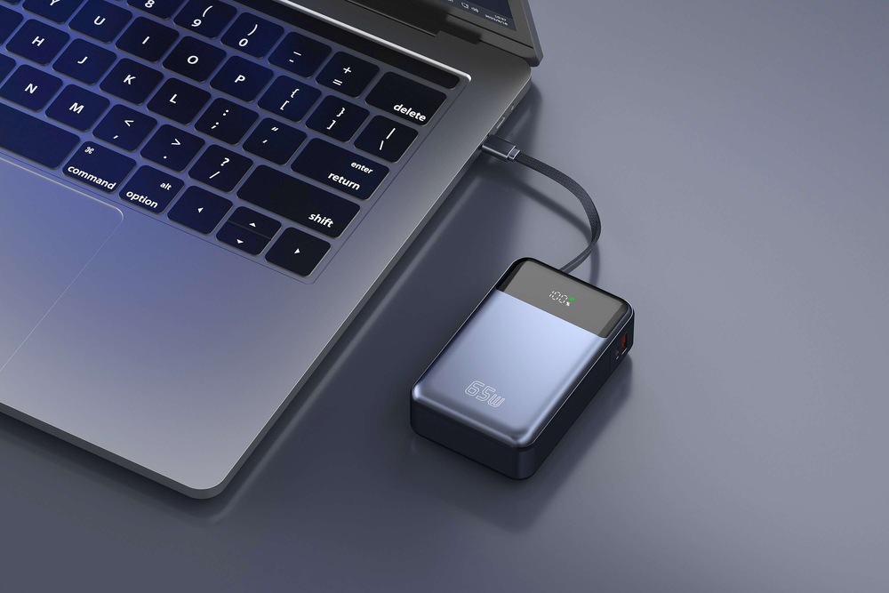 Powerbanka WG 20000 mAh, PD, USB-C 65W černá WG 20000 mAh, PD, USB-C 65W zaujme kapacitou 20 000 mAh