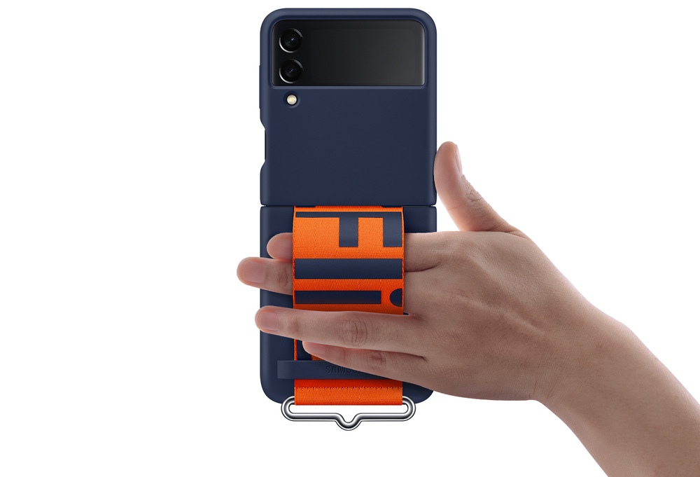Kryt na mobil Samsung Silicone Cover s poutkem Galaxy Z Flip3 bílý
