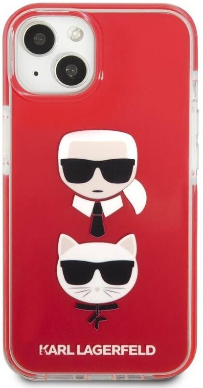 Kryt na mobil Karl Lagerfeld Karl and Choupette Heads na Apple iPhone 13 červený
