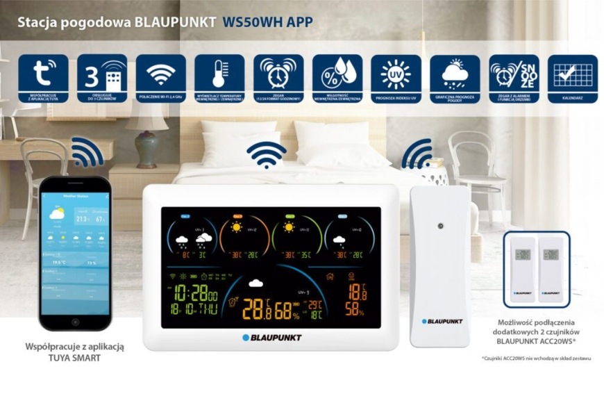 Meteorologická stanice Blaupunkt WS50WH APP bílá Blaupunkt WS50WH APP, bílá