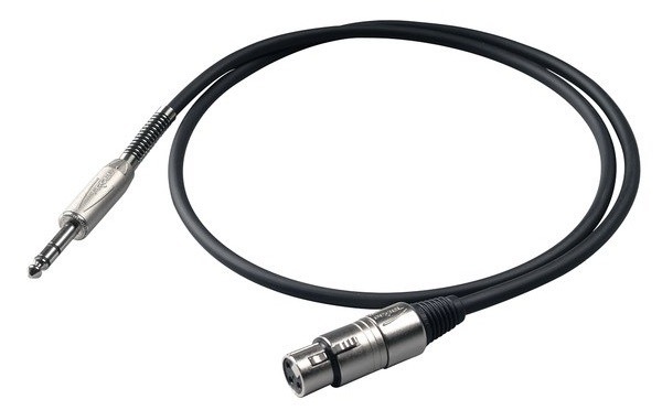 Kabel Proel XLR/6,3mm Jack, F/M, bulk, 3m černý