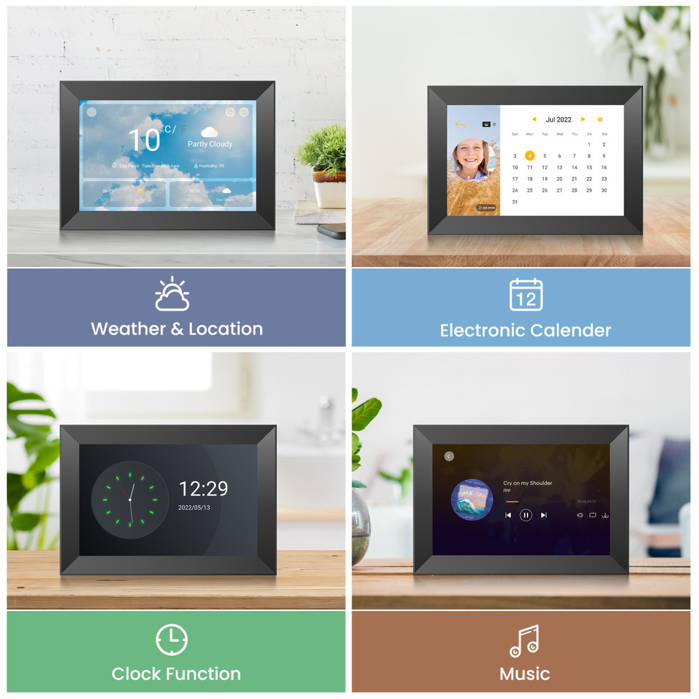 Elektronický fotorámeček Kodak CF102P černý Fotorámeček digitální Kodak CF102P podporuje Wi-Fi a posílání záznamů do elektronických vybavení