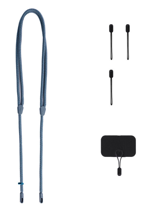 Obsah balení Peak Design Crossbody Strap s adaptérem a úchyty Micro Anchors™