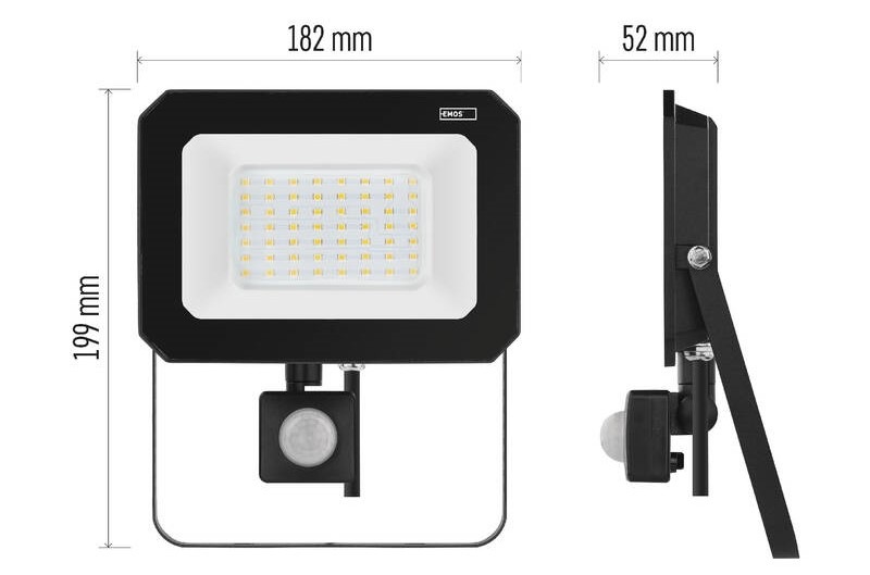 Reflektor EMOS SIMPO 50W 5000LM IP44 NW PIR černý Reflektor EMOS SIMPO 50W 5000LM IP44 NW PIR - černý