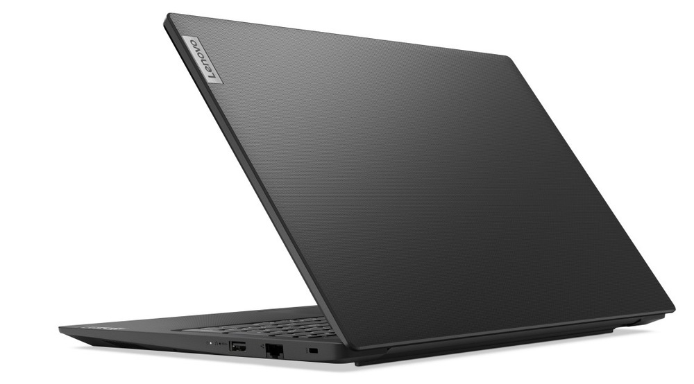 Notebook Lenovo V15 G5 IRL černý Otevřený notebook Lenovo V15 G5 IRL zezadu