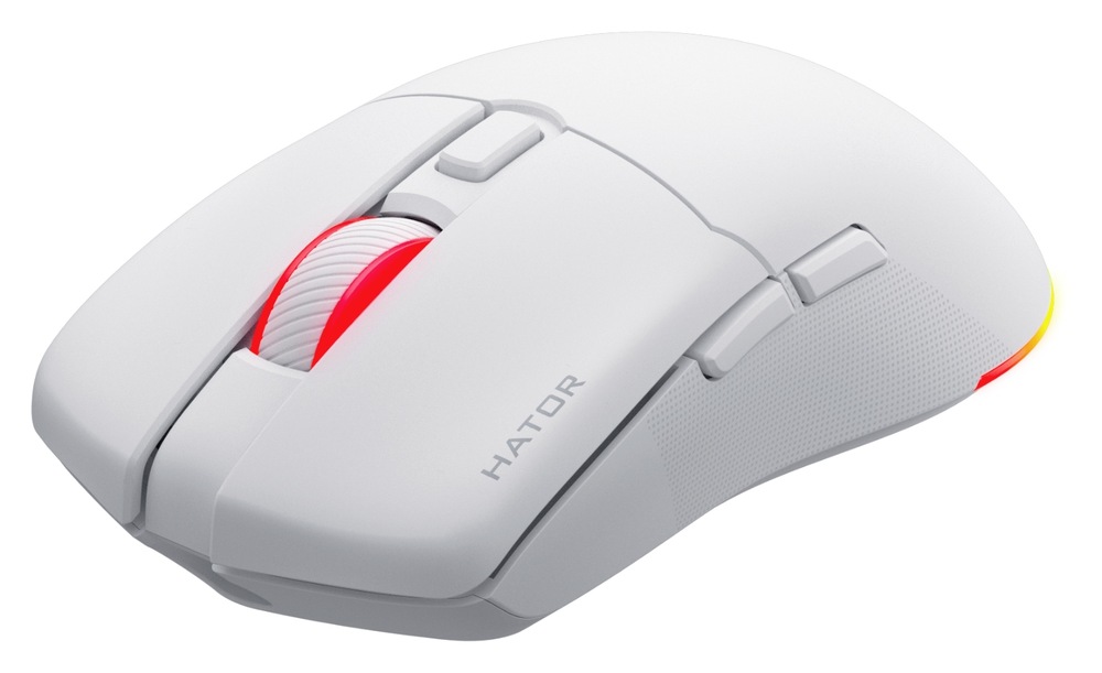 Myš HATOR Pulsar 4 bílá Herní myš HATOR Pulsar 4 Wireless s RGB kolečkem, zadním podsvícením a bočními tlačítky
