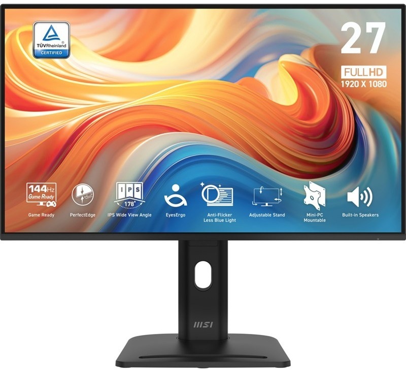 Monitor MSI Pro MP275PG E14 černý Monitor MSI Pro MP275PG E14 27",LED podsvícení, IPS panel, 1ms, 1500: 1, 300cd/m2, 1920 × 1080 Full HD, - černý