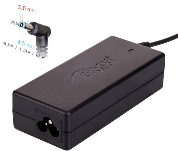 Napájecí adaptér Akyga pro notebook 19.5V/3.33A/65W 4.5x3.0 mm + pin pro HP