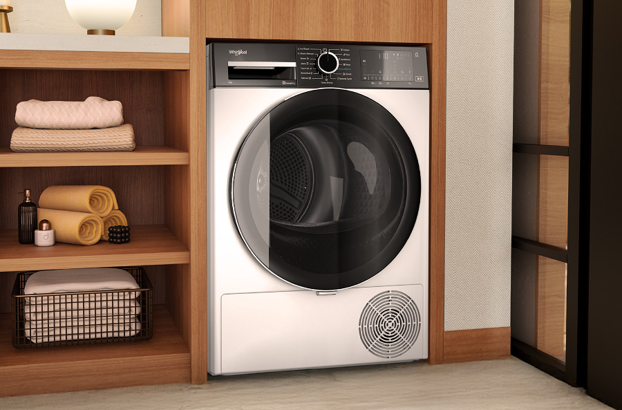 Sušička prádla Whirlpool WP A9X WBS EE bílá Sušička prádla Whirlpool WP A9X WBS EE, prémiový design sušičky vyniká v moderním interiéru, dřevěné police s ručníky, esenciálními oleji a košíkem