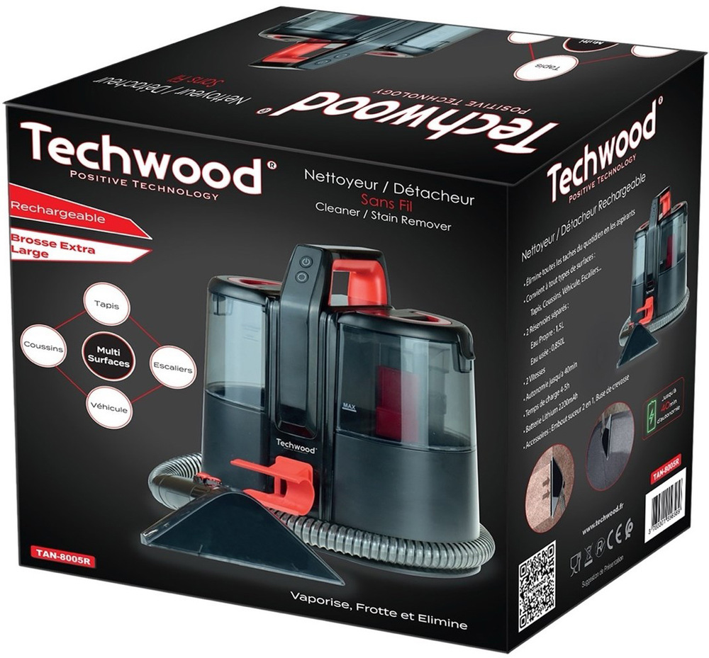 Tepovač koberců Techwood TAN8005R AKU černý Balení tepovače Techwood TAN8005R