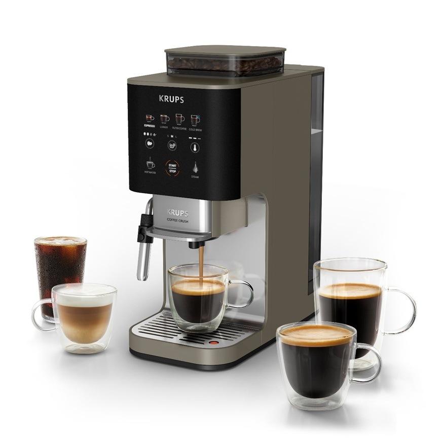 Automatický kávovar Krups Coffee Crush Experience SA403BE0 šedý/hnědý