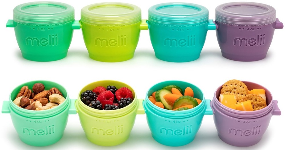 Kelímek Melii Snap&Go 118 ml, 4 ks modrý/zelený/fialový