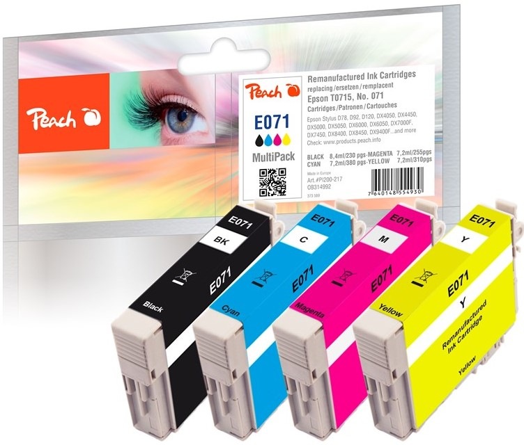 Inkoustová náplň Peach Epson 71, T0715 CombiPack Plus, 1x 8,4, 3x 7,2 ml - CMYK