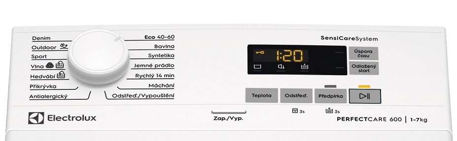 Pračka Electrolux SensiCare 600 EW6T5372C bílá Ovládací panel pračky Electrolux EW6T5372C řady SensiCare 600
