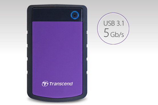 Externí pevný disk 2,5" Transcend StoreJet 25H3P 2TB, USB 3.0 (3.1 Gen 1) černý/fialový