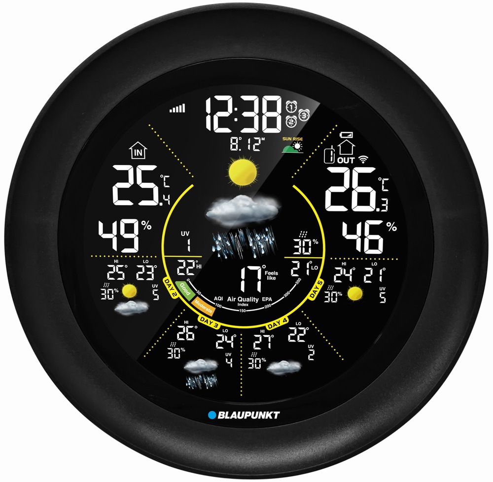 Meteorologická stanice Blaupunkt WS65BK APP černá Meteostanice Blaupunkt WS65BK APP čelní pohled