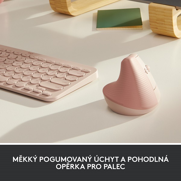 Myš Logitech Lift Vertical Ergonomic růžová