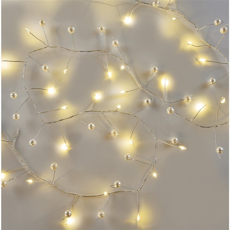 Vánoční osvětlení EMOS girlanda – perly, 1,2 m, 40LED, vnitřní, teplá bílá, časovač