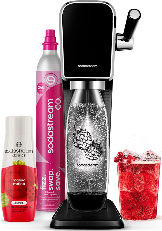 Výrobník sodové vody SodaStream ART Black Malina Zero Mpack