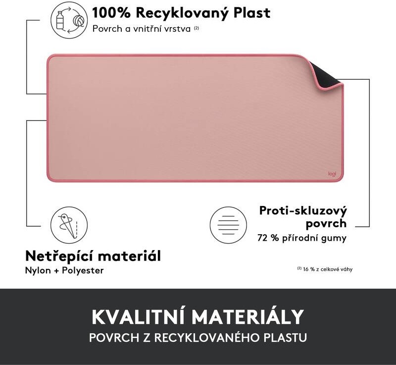 Podložka pod klávesnici a myš Logitech Desk Mat Studio Series. 30 x 70 cm růžová Podložka pod klávesnici a myš Logitech Desk Mat Studio Series. 30 x 70 cm růžová