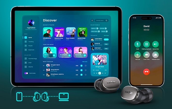 Sluchátka EarFun Free Pro 3 modrá Sluchátka EarFun Free Pro 3 modrá