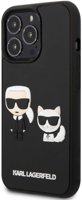 Kryt na mobil Karl Lagerfeld and Choupette 3D na Apple iPhone 13 Pro černý Kryt na mobil Karl Lagerfeld and Choupette 3D na Apple iPhone 13 Pro černý