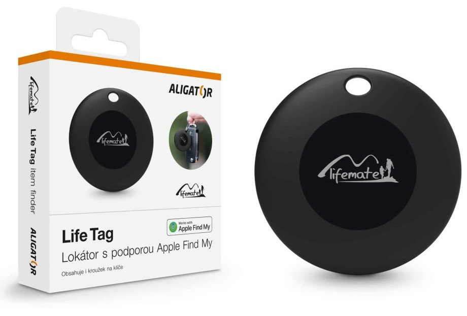 Lokátor Aligator Life Tag - s podporou Apple Find My černý
