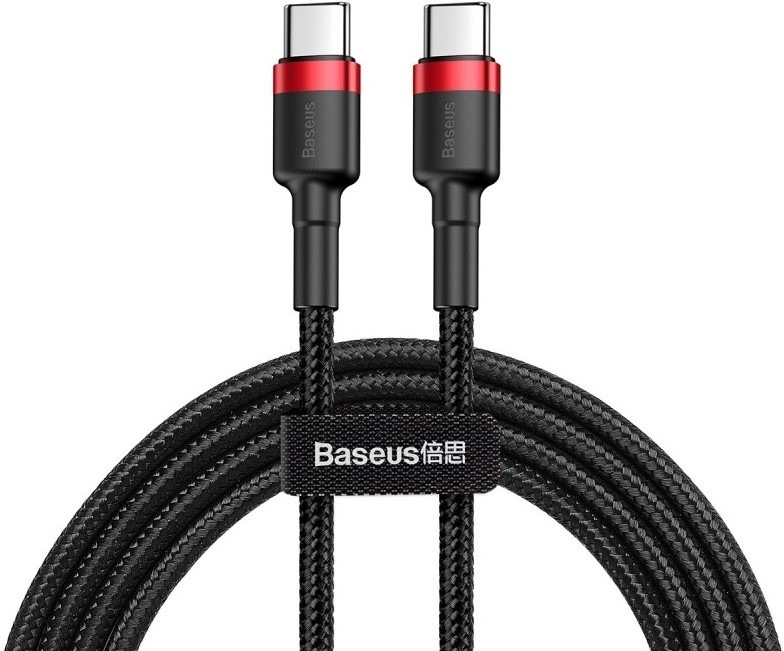 Kabel Baseus Cafule USB-C/USB-C, PD 2.0 60W, 1m - černý/červený