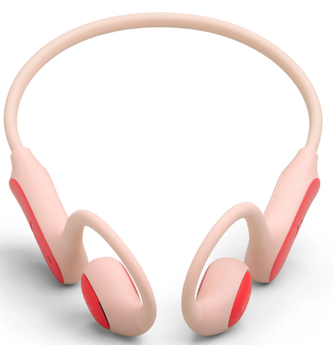 Přední pohled na dětská sluchátka JBL Junior FREE s flexibilní konstrukcí za uši