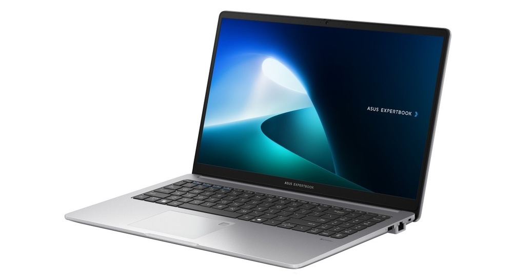 Otevřený a zapnutý notebook Asus ExpertBook P1 natočený doleva