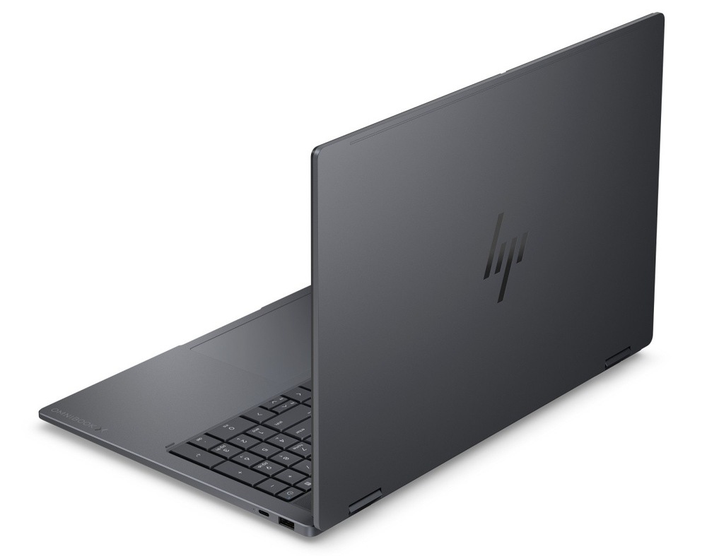 Notebook HP OmniBook X Flip AI 16-cb0070ncx + Game Pass předplatné na 2 měsíce šedý Otevřený notebook HP OmniBook X Flip AI PC 16-cb0070ncx zezadu