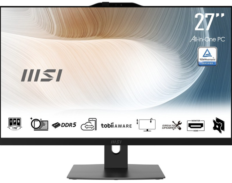 Počítač All In One MSI Modern AM272P 1M-855EU černý Černý All In One počítač MSI Modern AM272P 1M-855EU s 27" displejem a stojanem