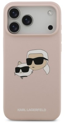 Kryt na mobil Karl Lagerfeld Liquid Silicone Double Heads MagSafe na Apple iPhone 17 Pro Max v růžové barvě