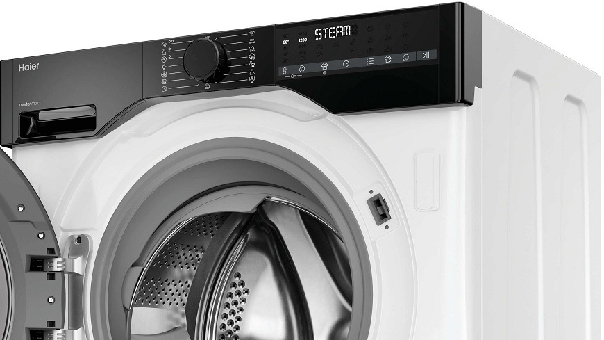 Pračka se sušičkou Haier BHA6SD696M6DB9-S bílá detail ovládacího panelu pračky se sušičkou Haier BHA6SD696M6DB9-S