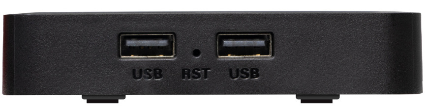 Boční pohled na porty USB a reset tlačítko multimediálního centra Evolveo Dcolor GD2