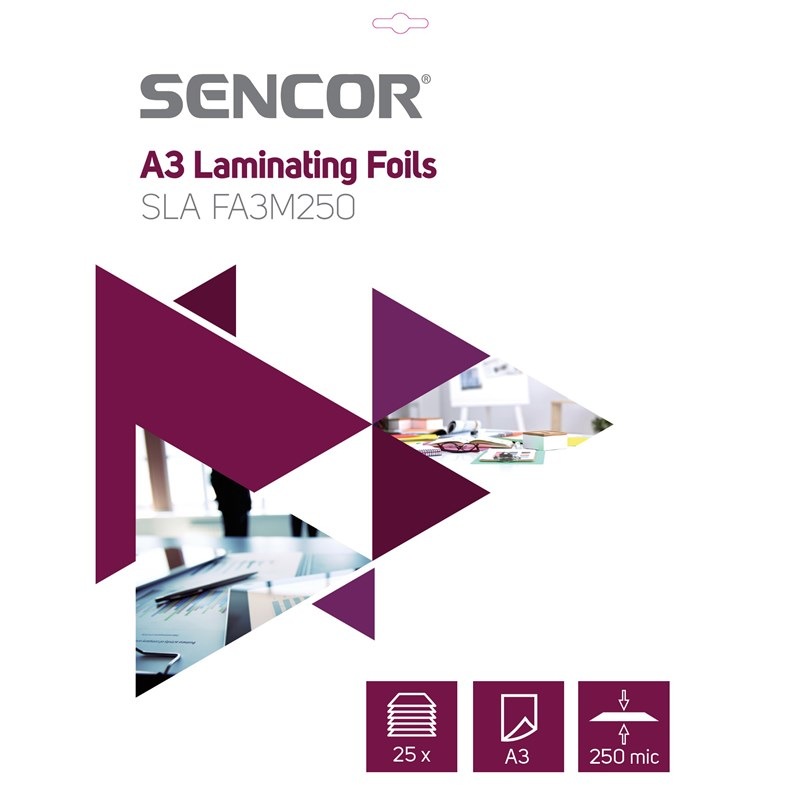 Laminovací fólie Sencor SLA FA3M250 A3, 250mic, 25ks