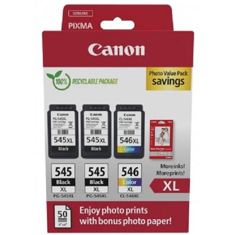 Inkoustová náplň Canon PG-545XLx2/­CL-546XL PVP + fotopapír 50ks