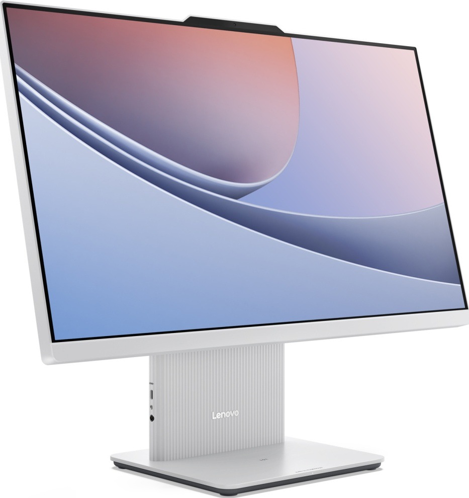 Počítač All In One Lenovo IdeaCentre 24IRH9 šedý Pohled na přední stranu a pravý bok Lenovo IdeaCentre