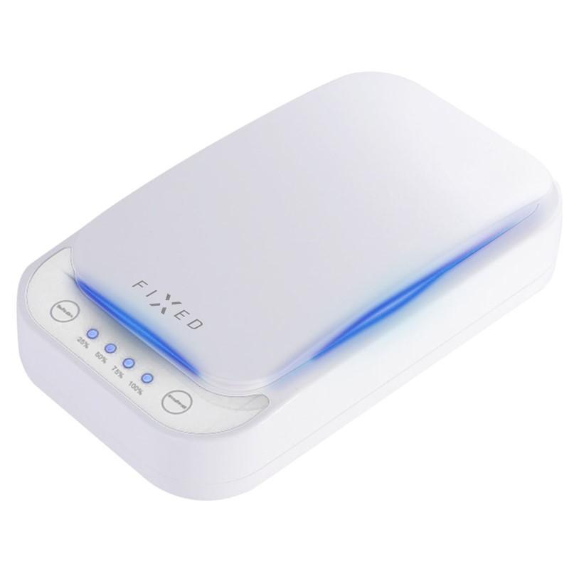 UV sterilizátor FIXED pro mobilní telefony, bezdrátové nabíjení bílý
