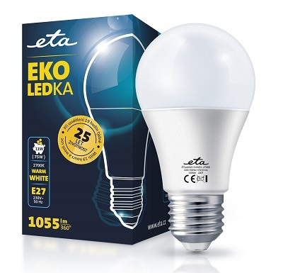Žárovka LED ETA EKO LEDka klasik 11W, E27, teplá bílá